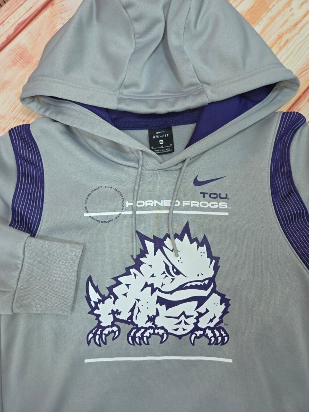 Nike TCU Horned Frogs Gray Dri-Fit Hoodie Size Medium